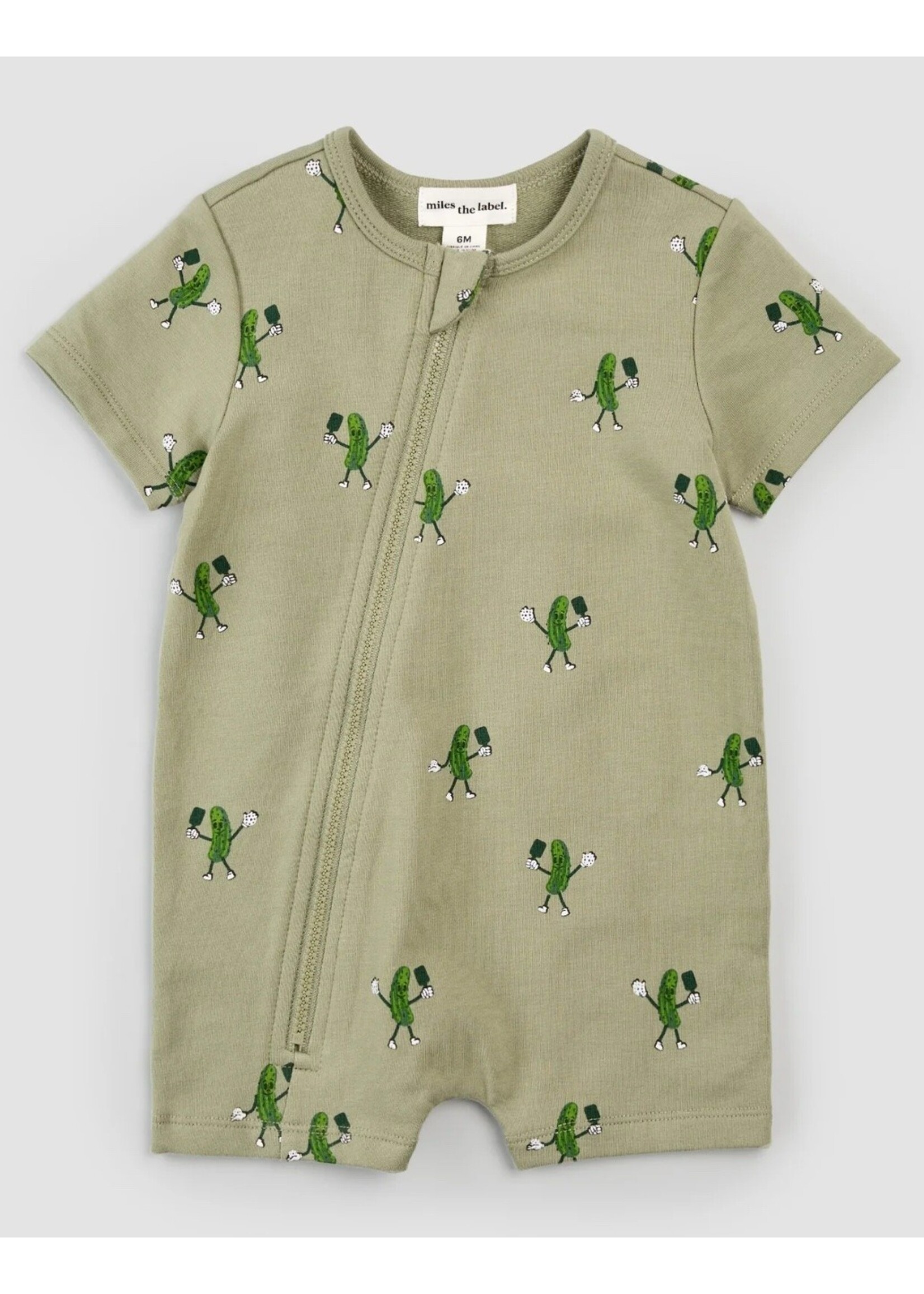 Miles the Label Miles the Label, Pickleball Print on Shorts Sage Zip Romper || Green Dusty