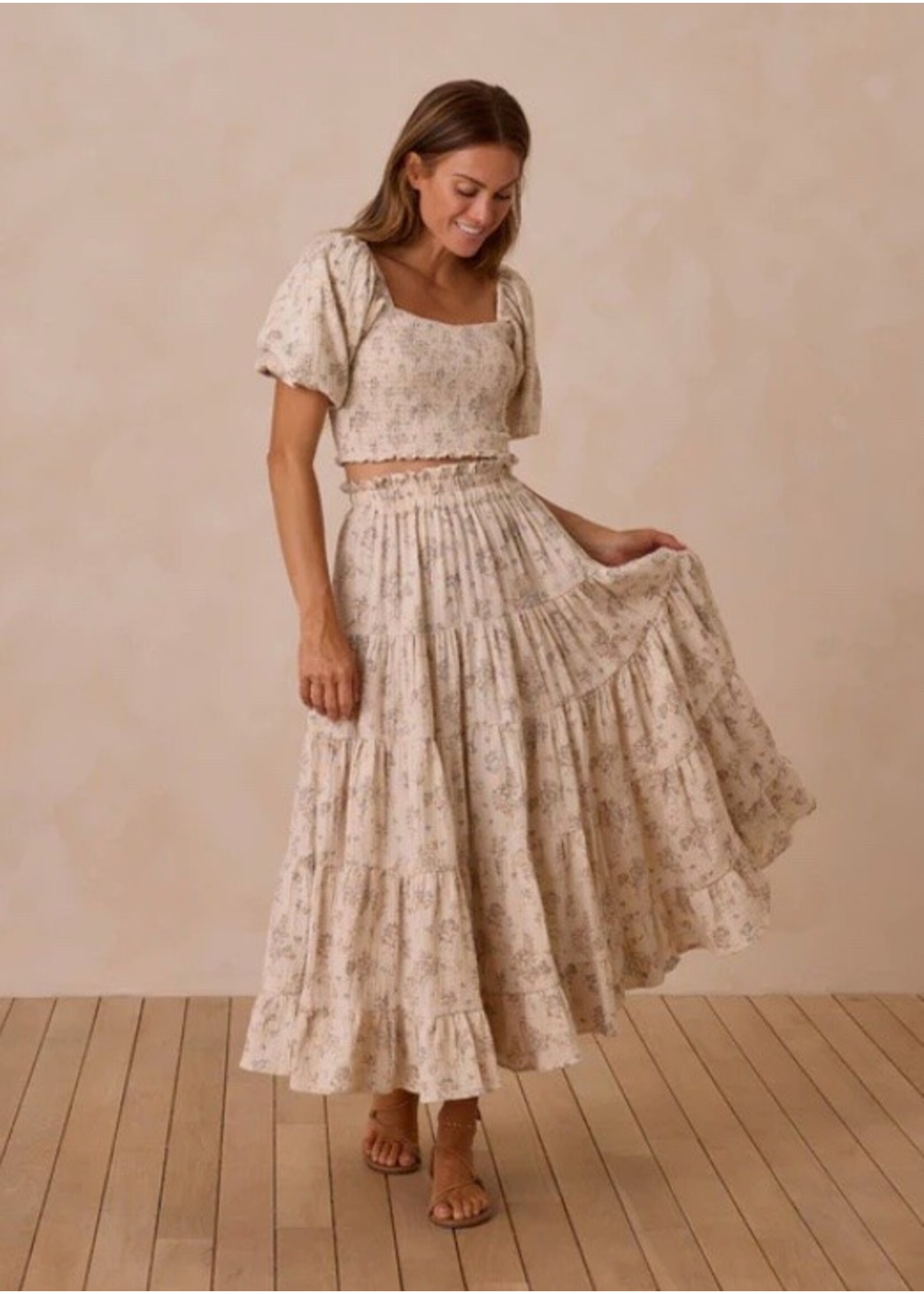 Rylee + Cru Rylee + Cru Woman, Ruffle Tiered Maxi Skirt | Citrus Grove
