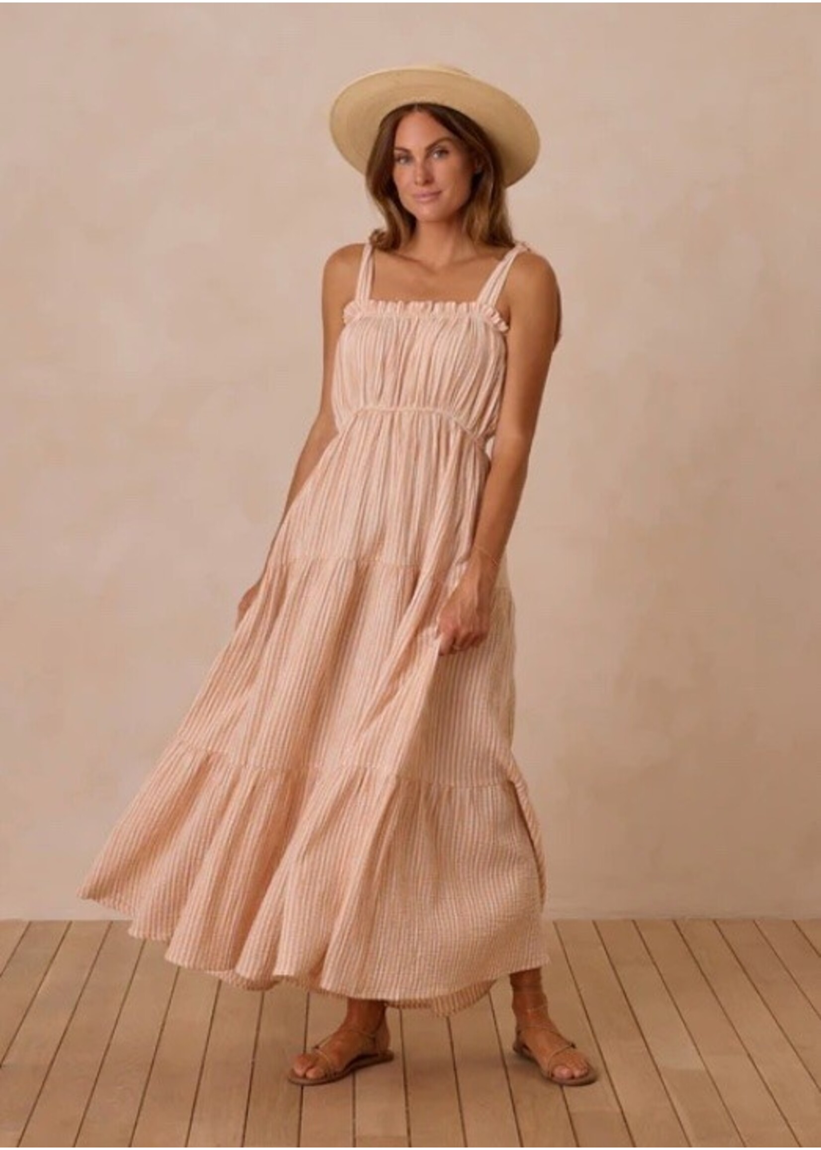 Rylee + Cru Rylee + Cru Woman, Delphina Dress || Grapefruit Stripe