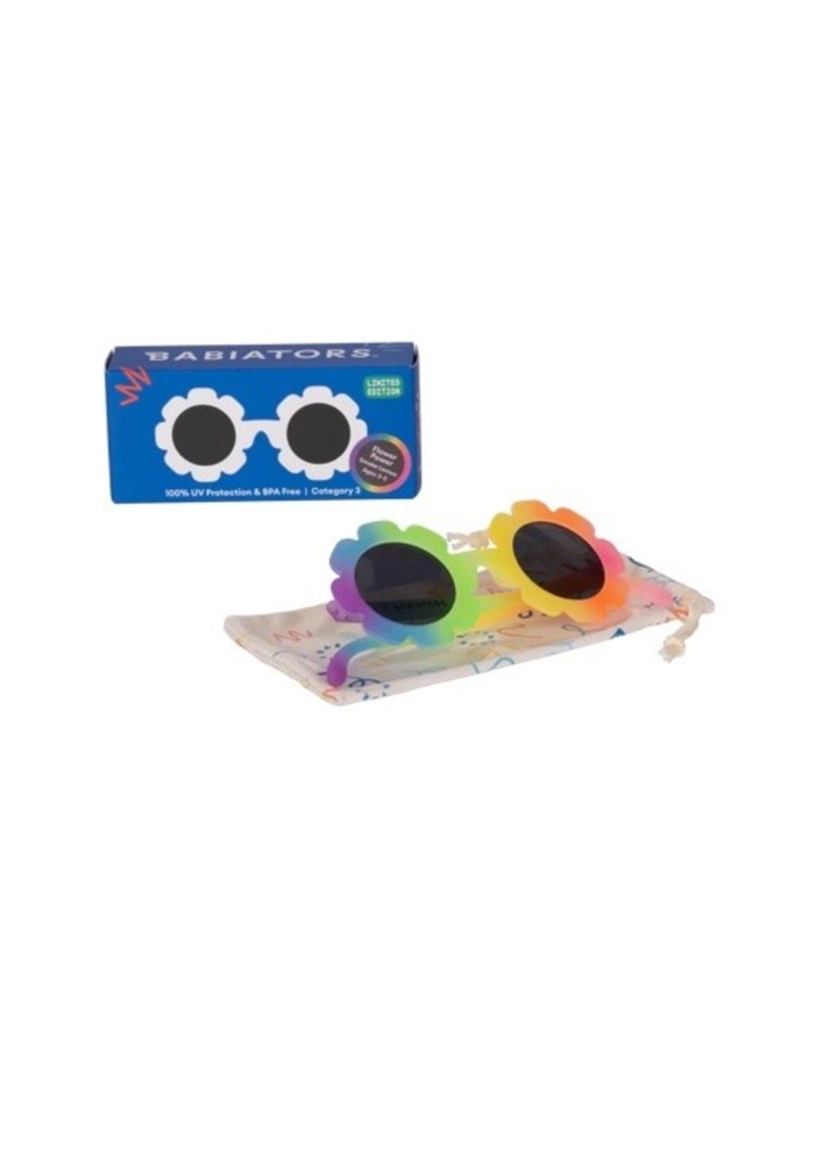 Babiators Babiators, Non-polarized Flower Sunglasses || "Flower Power" Rainbow / Smoke Lens