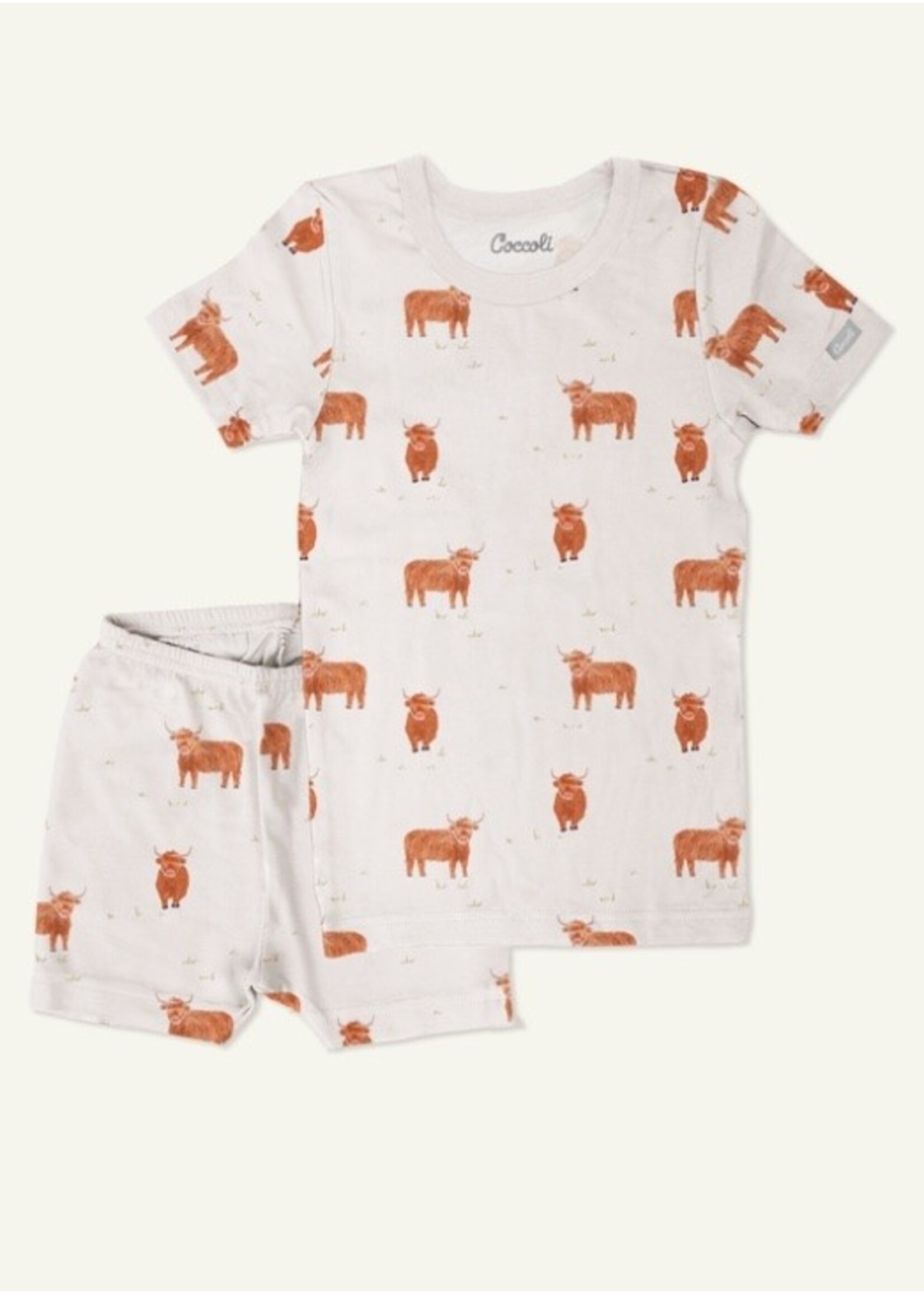 Coccoli Coccoli, Boy Short Sleeve Modal Pajama || Highland Cows