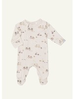 Coccoli Coccoli, Bikes Print Cotton-Modal Zipper Footie || Oat Milk