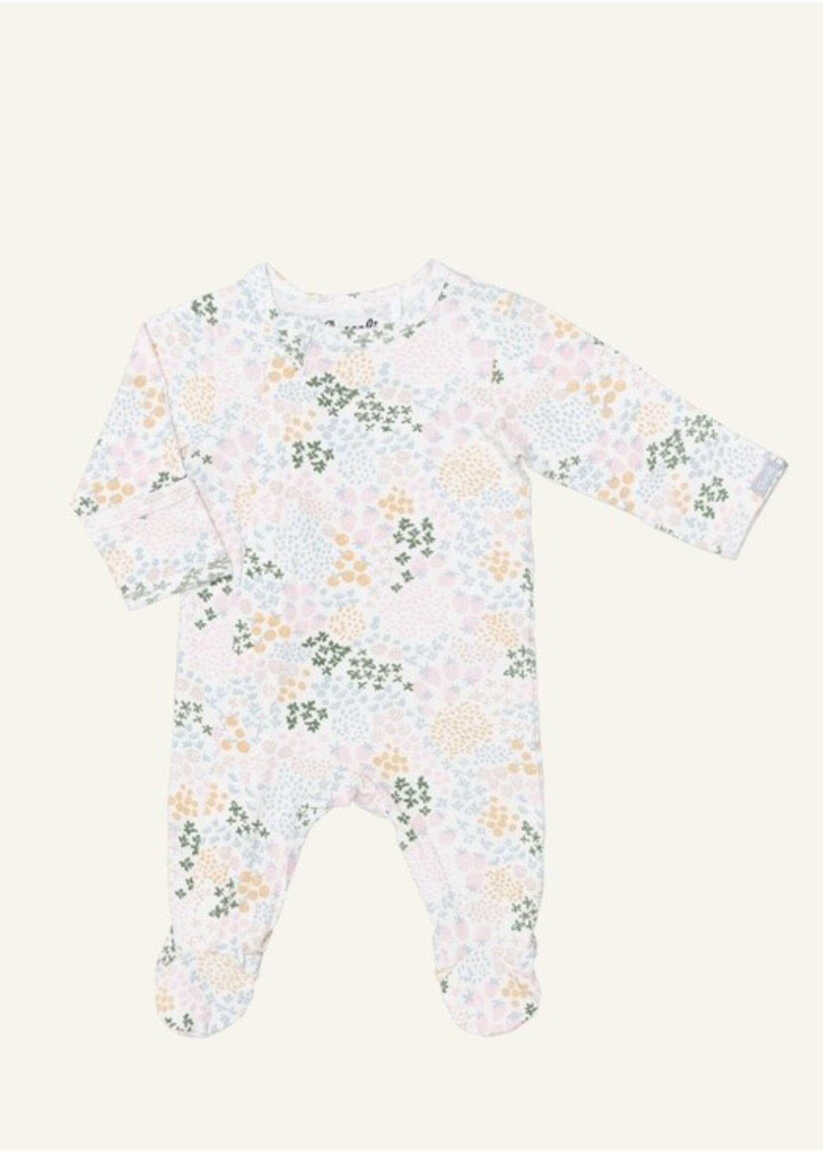Coccoli Coccoli, Fruit Patch Print Cotton-Modal Zipper Footie || Cream