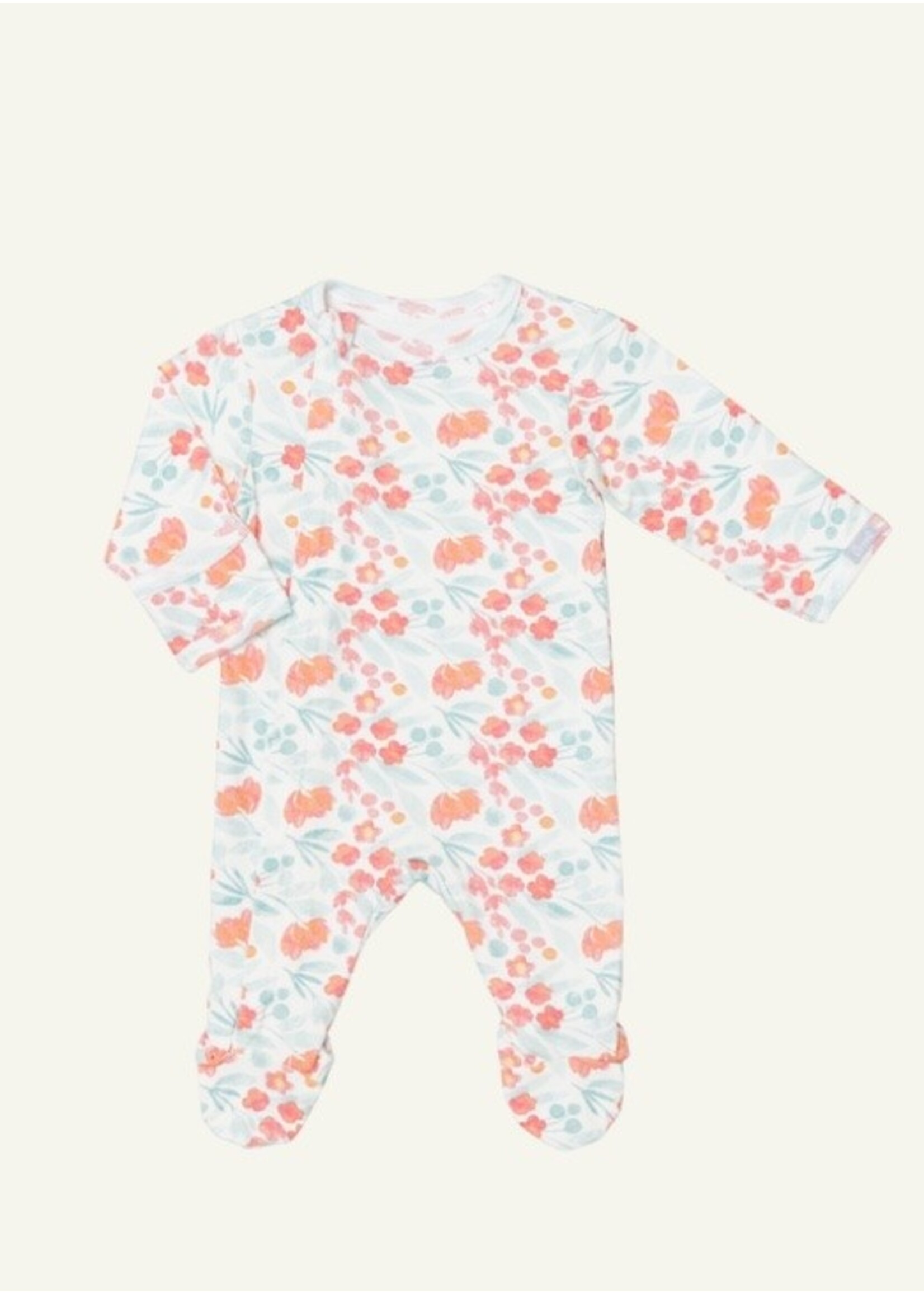 Coccoli Coccoli, Multi-Floral Print Modal Zipper Footie || Cream