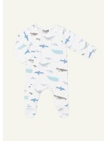 Coccoli Coccoli, Ocean Life Print Modal Zipper Footie || Cream