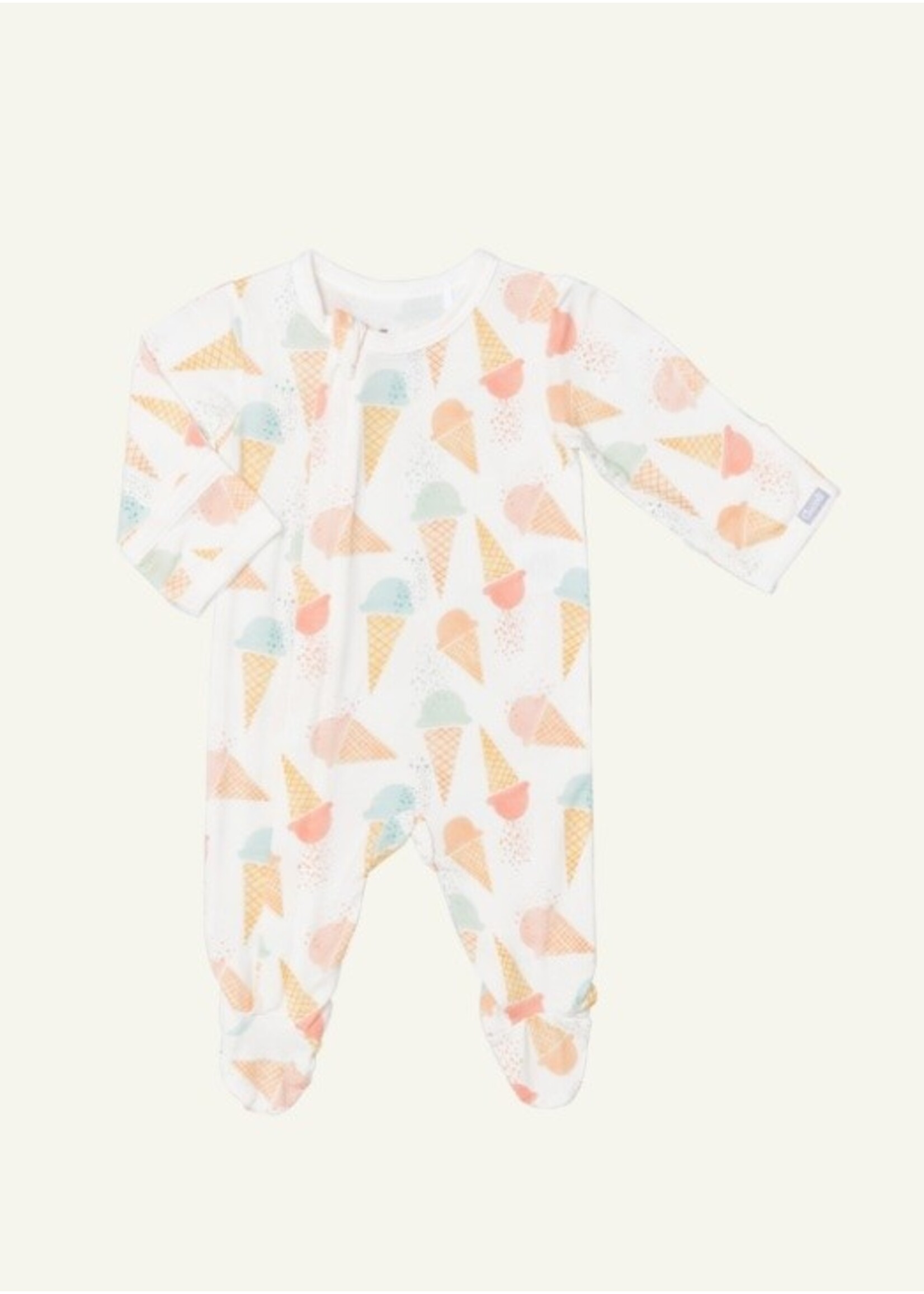 Coccoli Coccoli, Gelato Cones Print Modal Zipper Footie || Cream