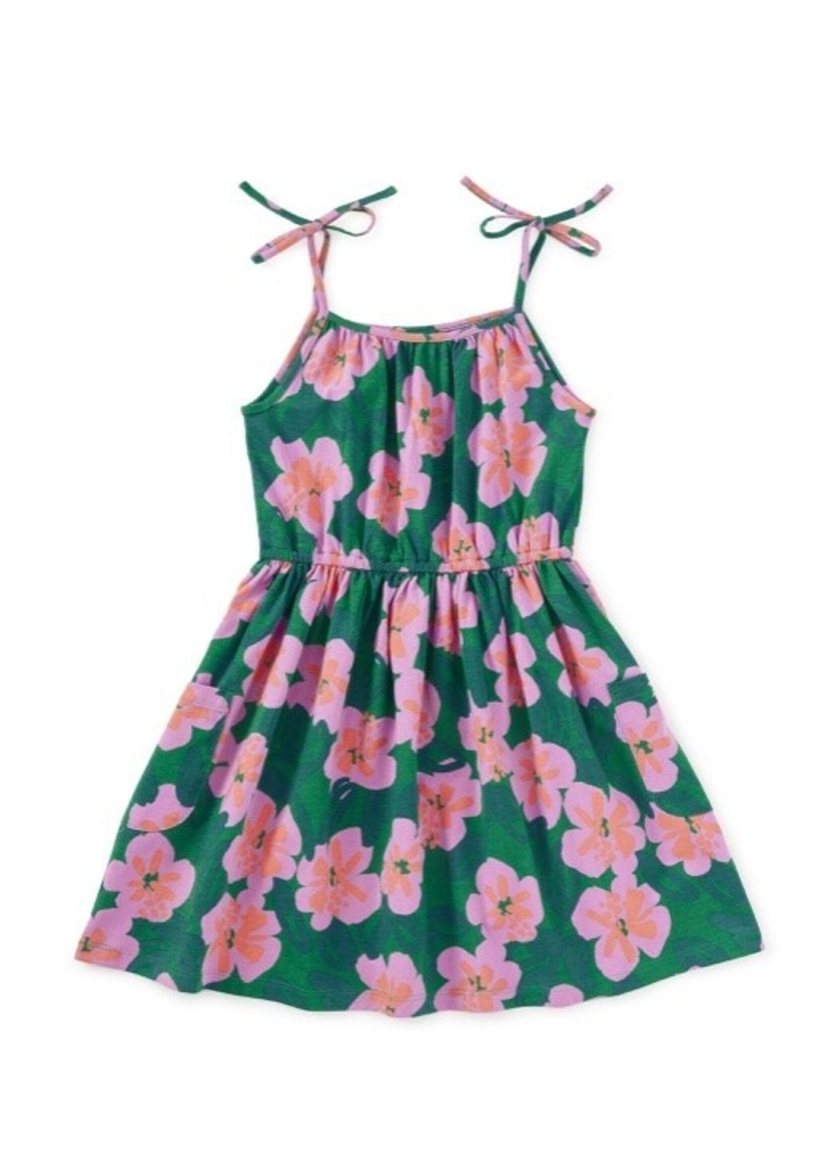 Tea Collection Tea Collection, Tie Shoulder Twirl Dress || Bold Hibiscus