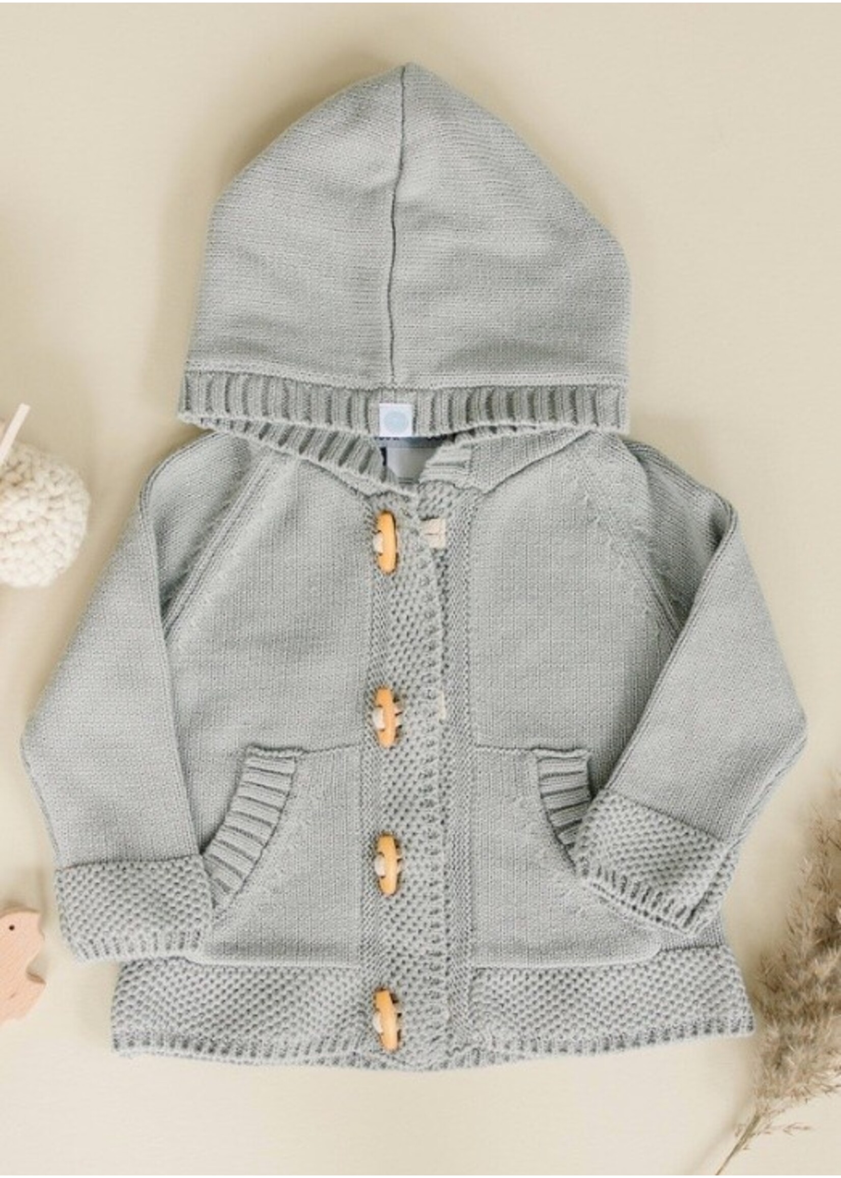 Beba Bean Beba Bean, Knit Hoodie || Grey