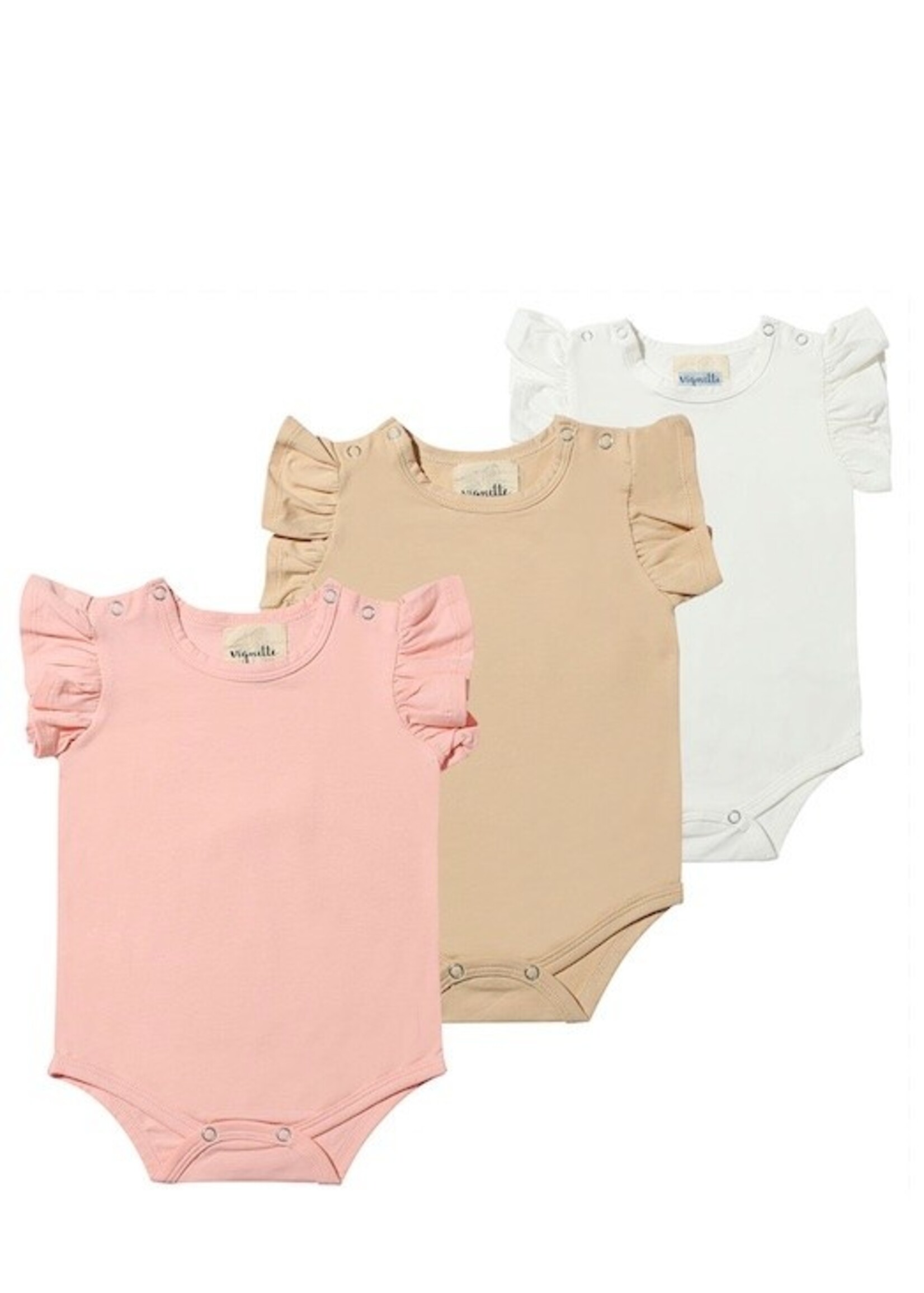 Vignette Vignette, Onesie 3 Pack || Cream / Light Pink / Tan