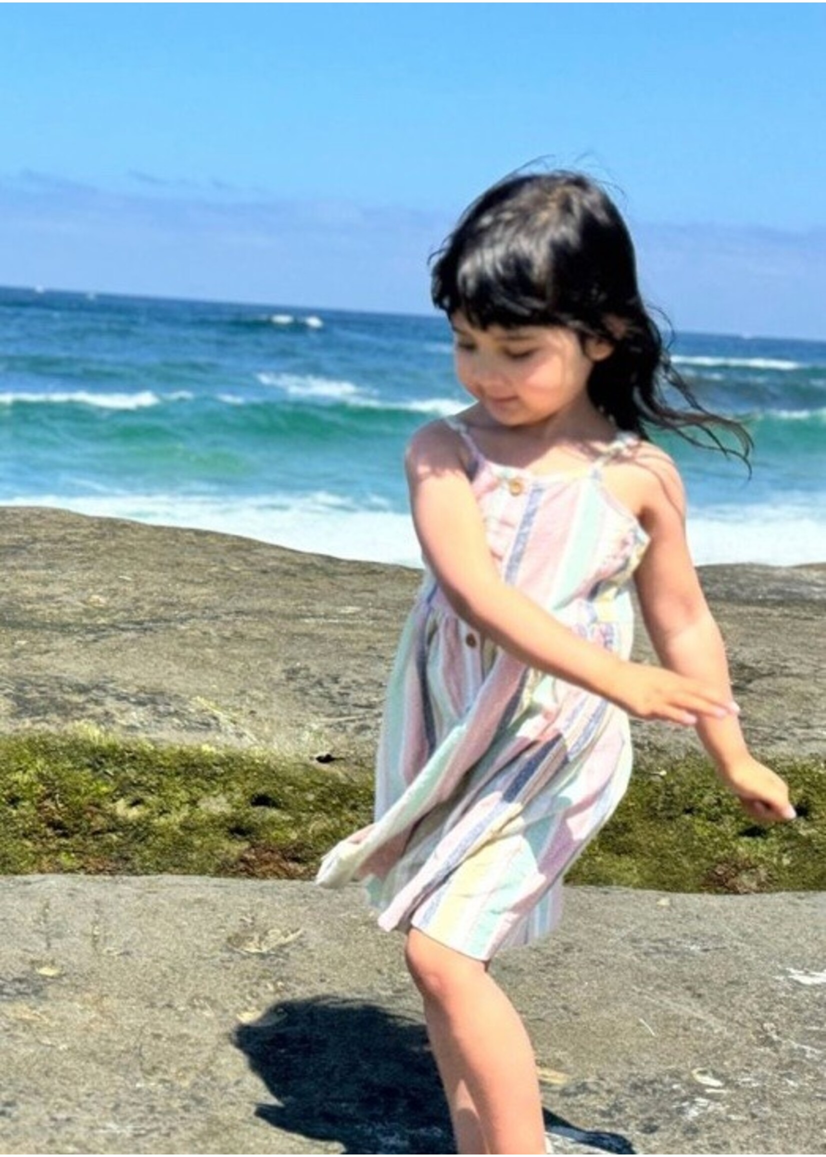Vignette Vignette, Brooklyn Dress || Aqua and Pink Stripe