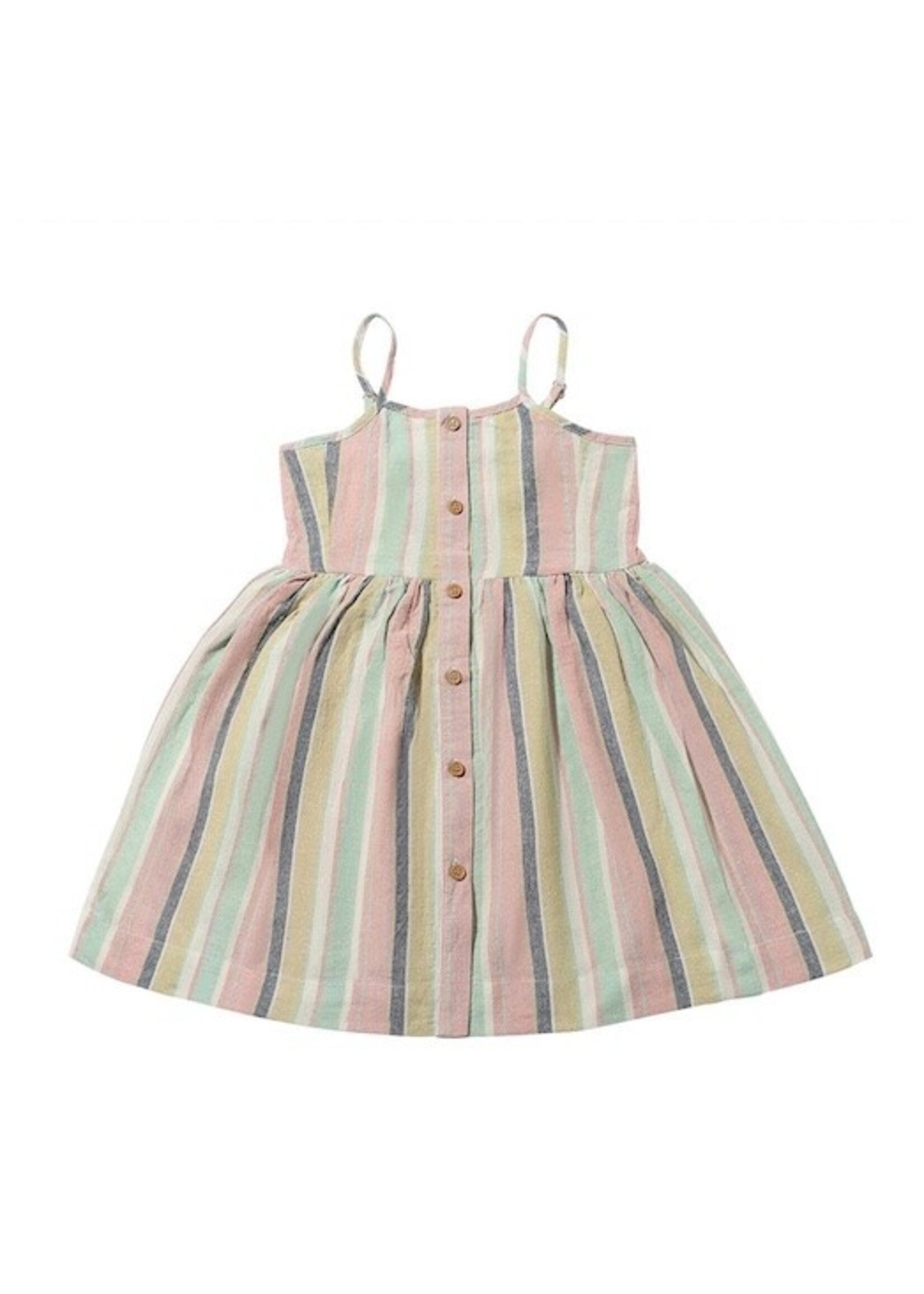 Vignette Vignette, Brooklyn Dress || Aqua and Pink Stripe