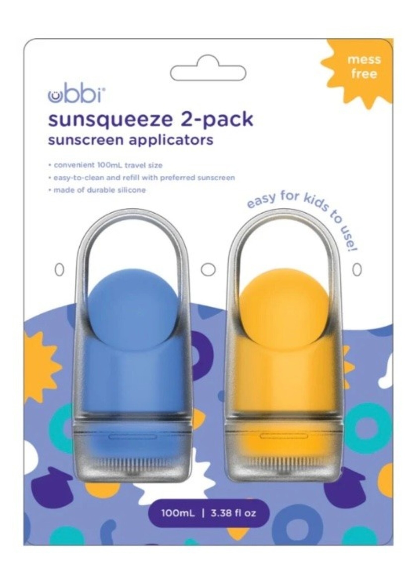 Ubbi Ubbi, Sunsqueeze Sunscreen Applicator 2 Pack || Polaris Blue + Marigold