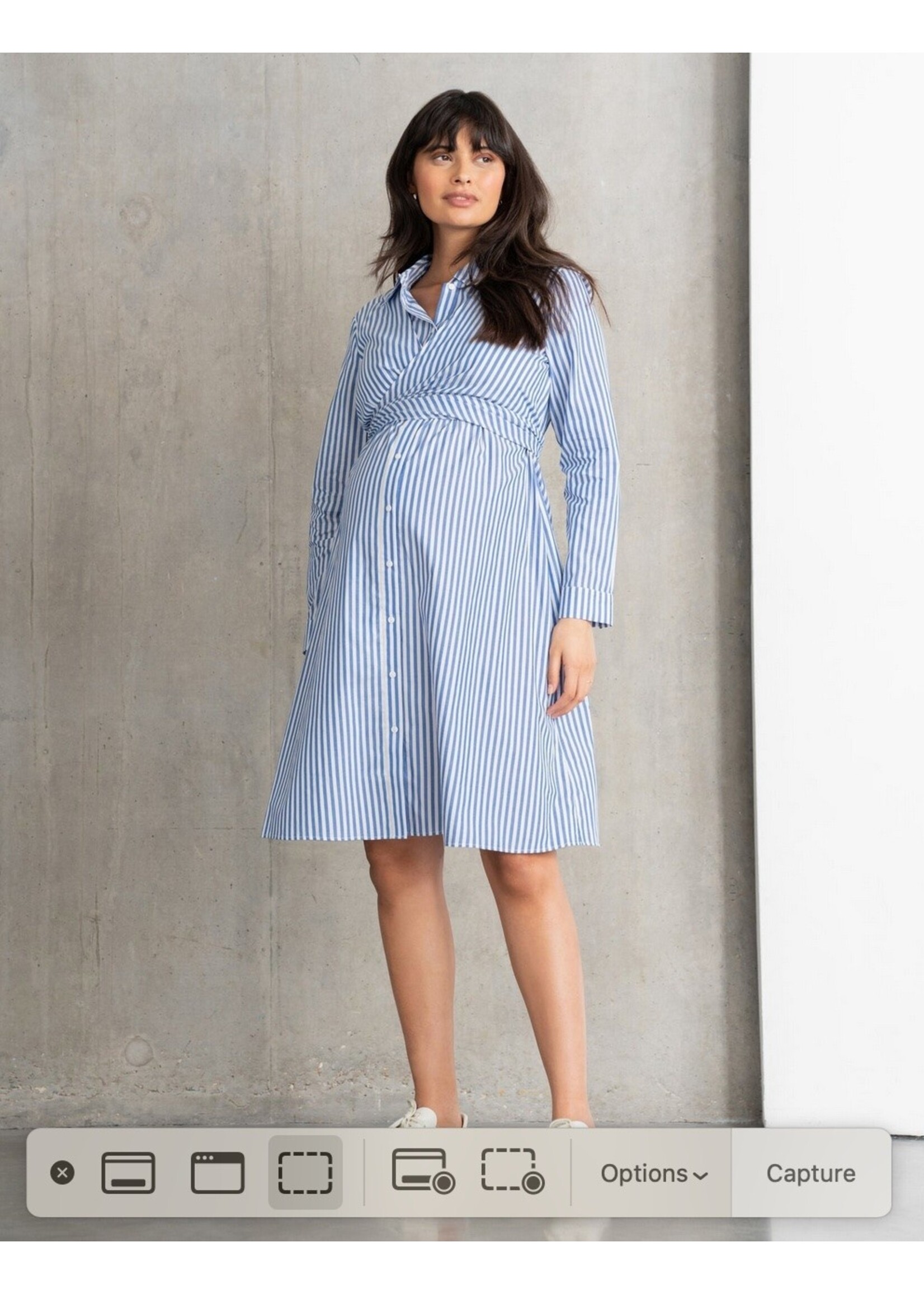 Seraphine Seraphine, Ariadne, Cotton & Lyocell Maternity & Nursing Stripe Shirt Dress || Blue /  White