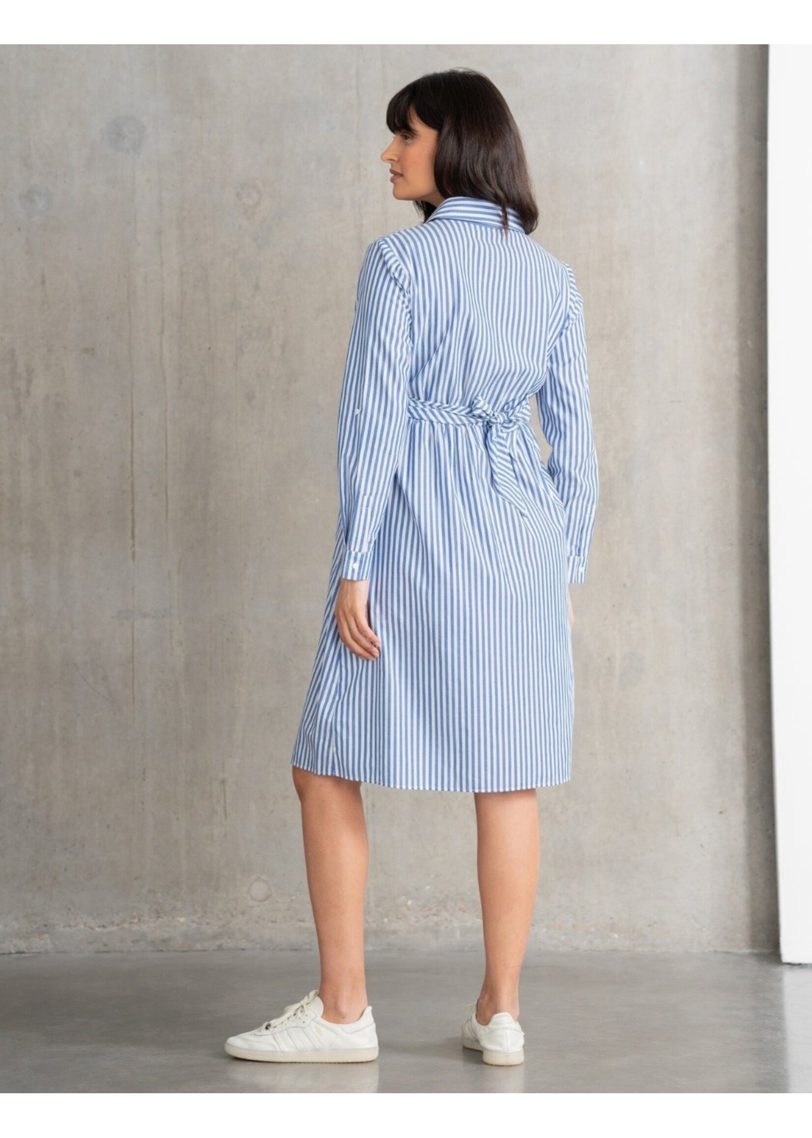 Seraphine Seraphine, Ariadne, Cotton & Lyocell Maternity & Nursing Stripe Shirt Dress || Blue /  White