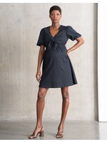 Seraphine Seraphine,  Aviana, Striped Bow Detail Textured Maternity & Nursing Dress || Navy