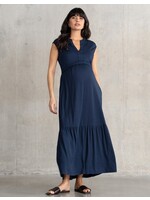 Seraphine Seraphine,  Drew, Notched Neck Jersey Maternity & Nursing Midi Dress || Navy
