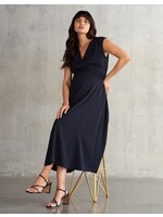 Seraphine Seraphine,  Calisto, Lapel Collar Midi Maternity Dress || Navy