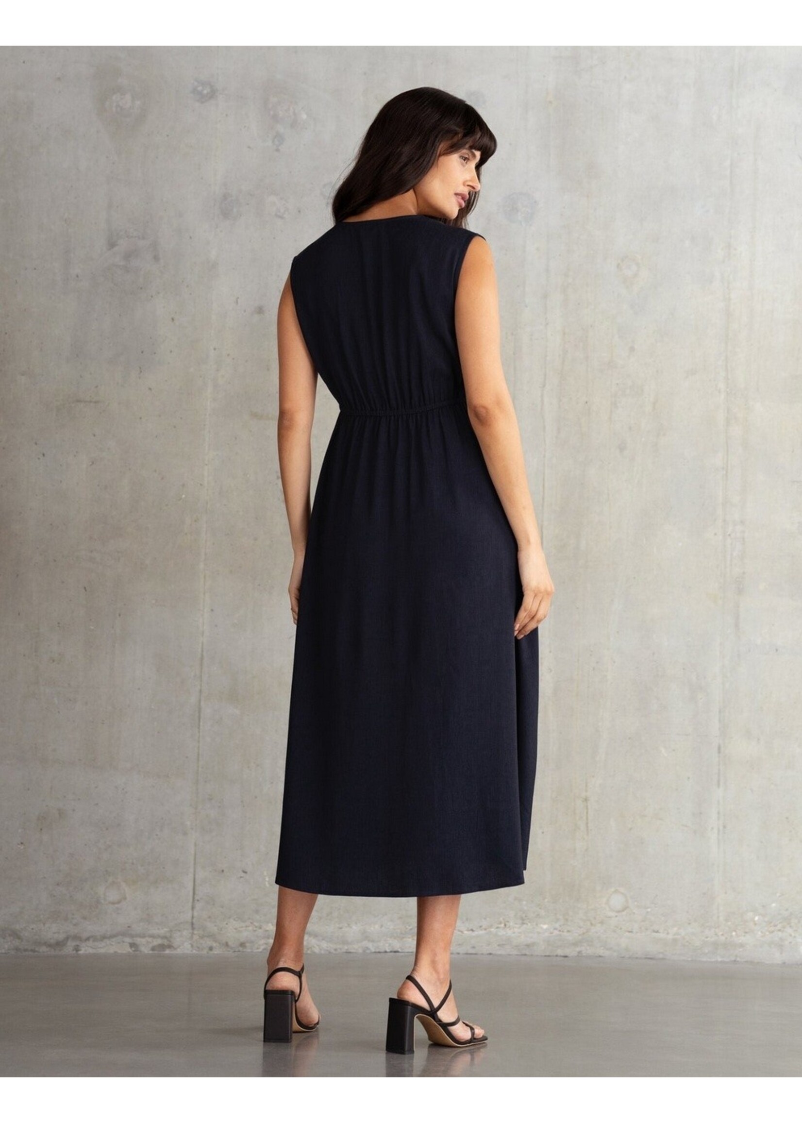 Seraphine Seraphine,  Calisto, Lapel Collar Midi Maternity Dress || Navy