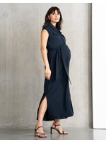 Seraphine Seraphine, Hayden, Comfort-Tailored Belted Maxi Maternity Dress || Navy