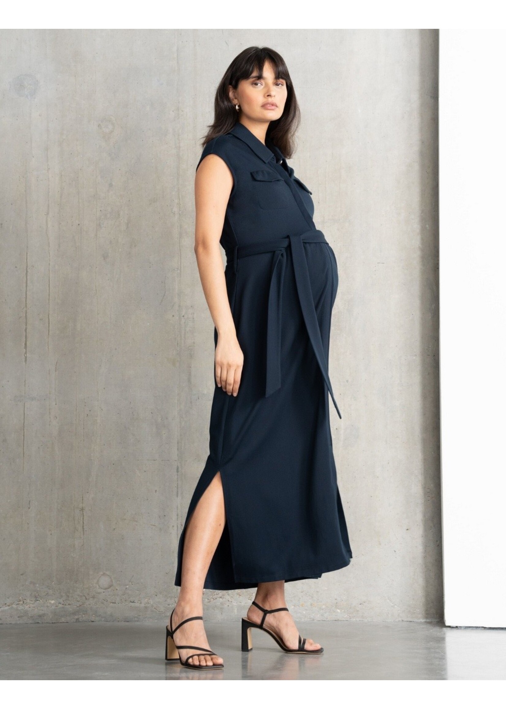 Seraphine Seraphine, Hayden, Comfort-Tailored Belted Maxi Maternity Dress || Navy