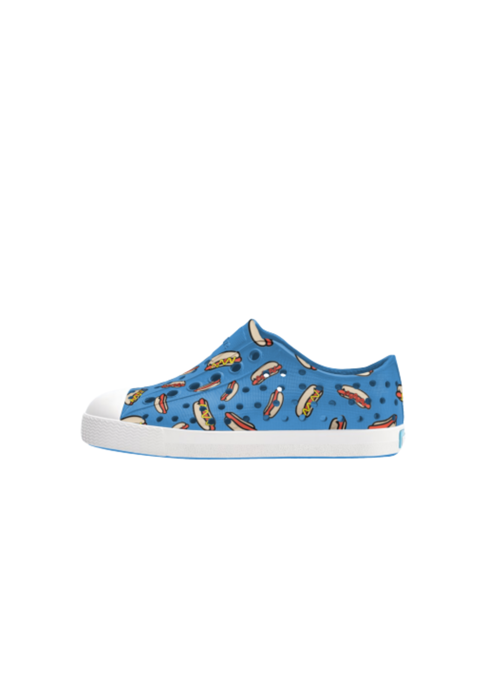 Native Shoes Native Shoes, Jefferson Sugarlite™ Print Child || Resting Blue / Shell White / Hot Dogs
