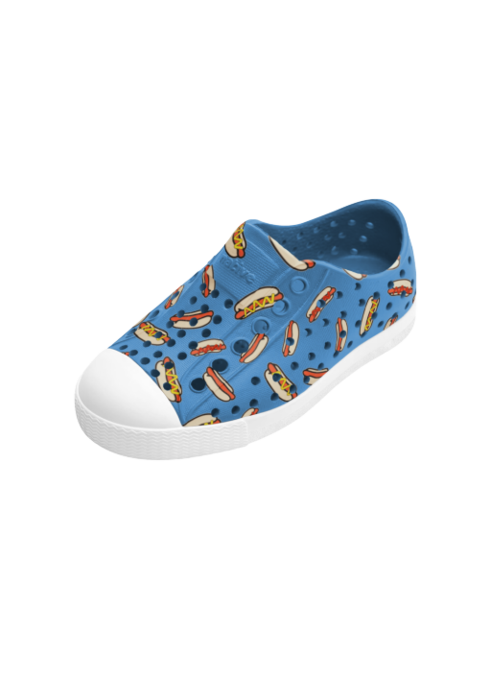 Native Shoes Native Shoes, Jefferson Sugarlite™ Print Child || Resting Blue / Shell White / Hot Dogs