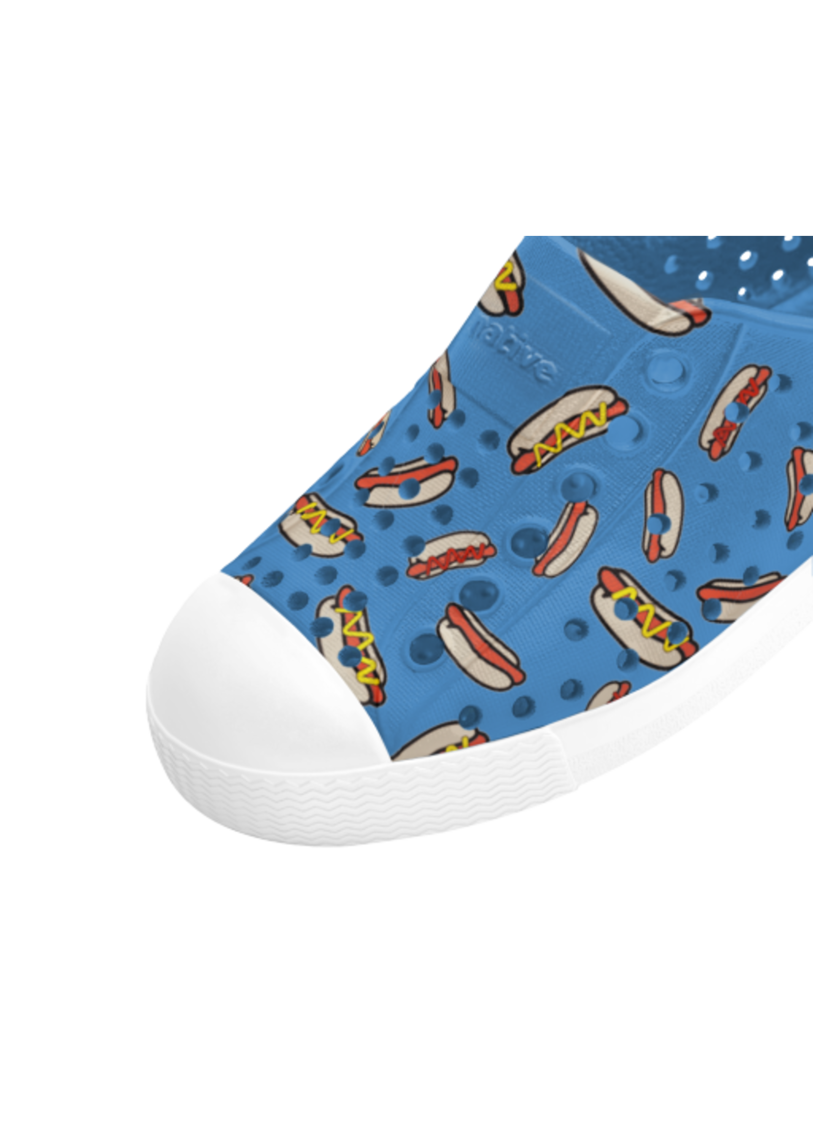 Native Shoes Native Shoes, Jefferson Sugarlite™ Print Child || Resting Blue / Shell White / Hot Dogs
