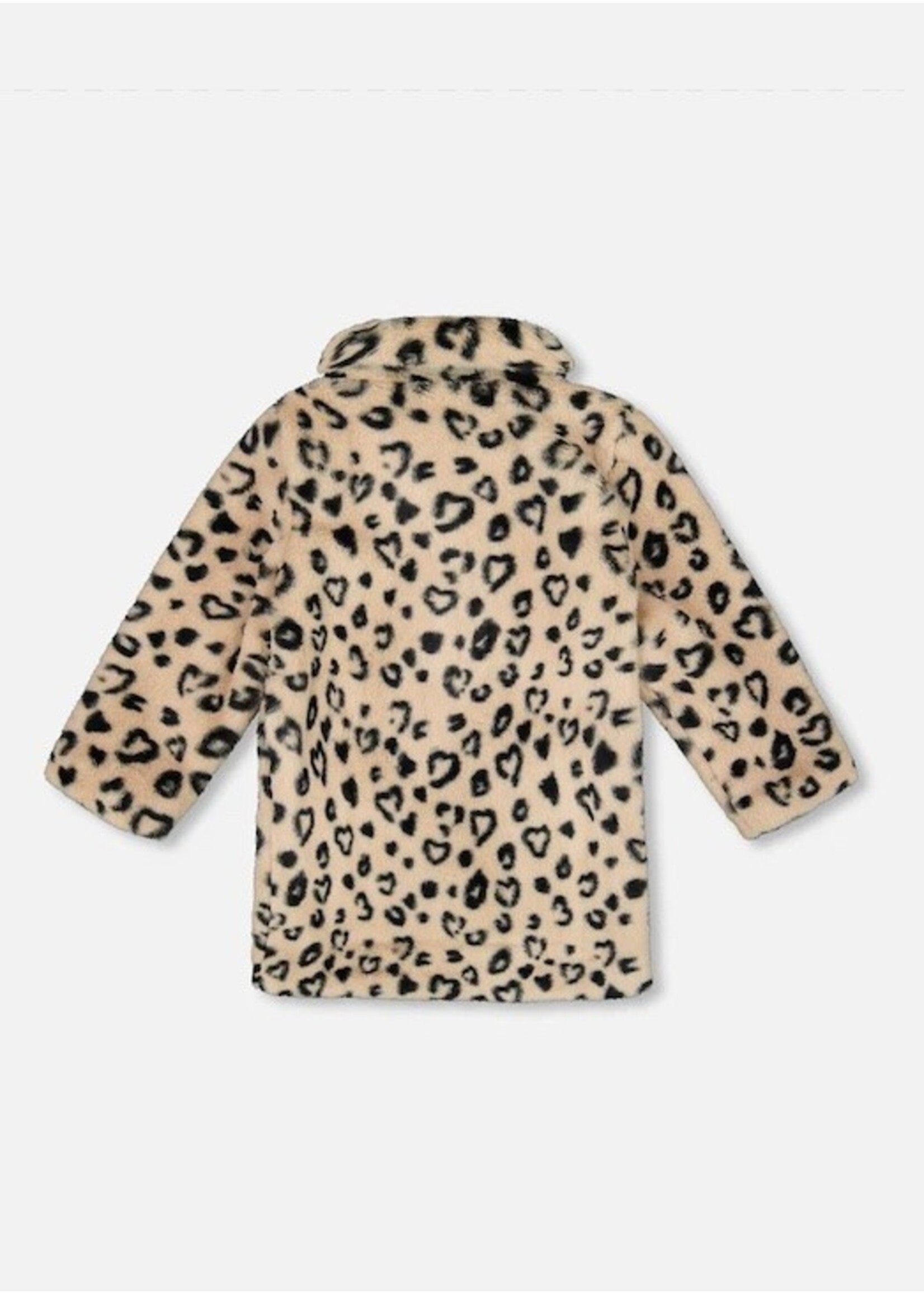 Deux Par Deux Deux Par Deux, Leopard Print Fake Fur Long Coat || Black And Beige