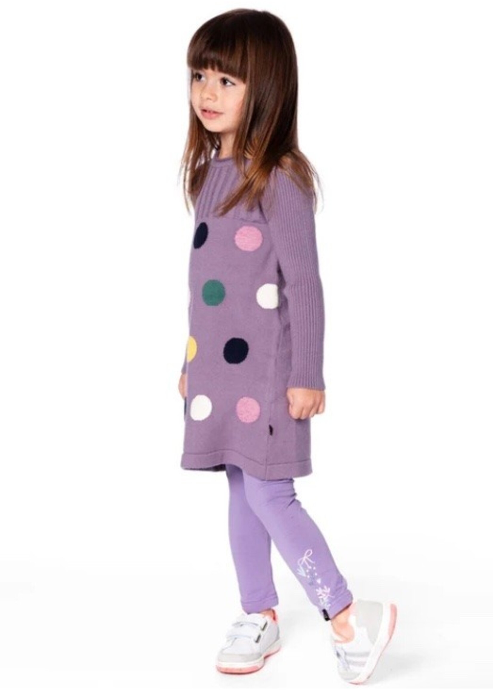 Deux Par Deux Deux Par Deux, Floral Detail Organic Cotton Jersey Leggings || Purple Gray