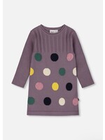Deux Par Deux Deux Par Deux, Polka Dot Jacquard Sweater Dress || Purple Gray