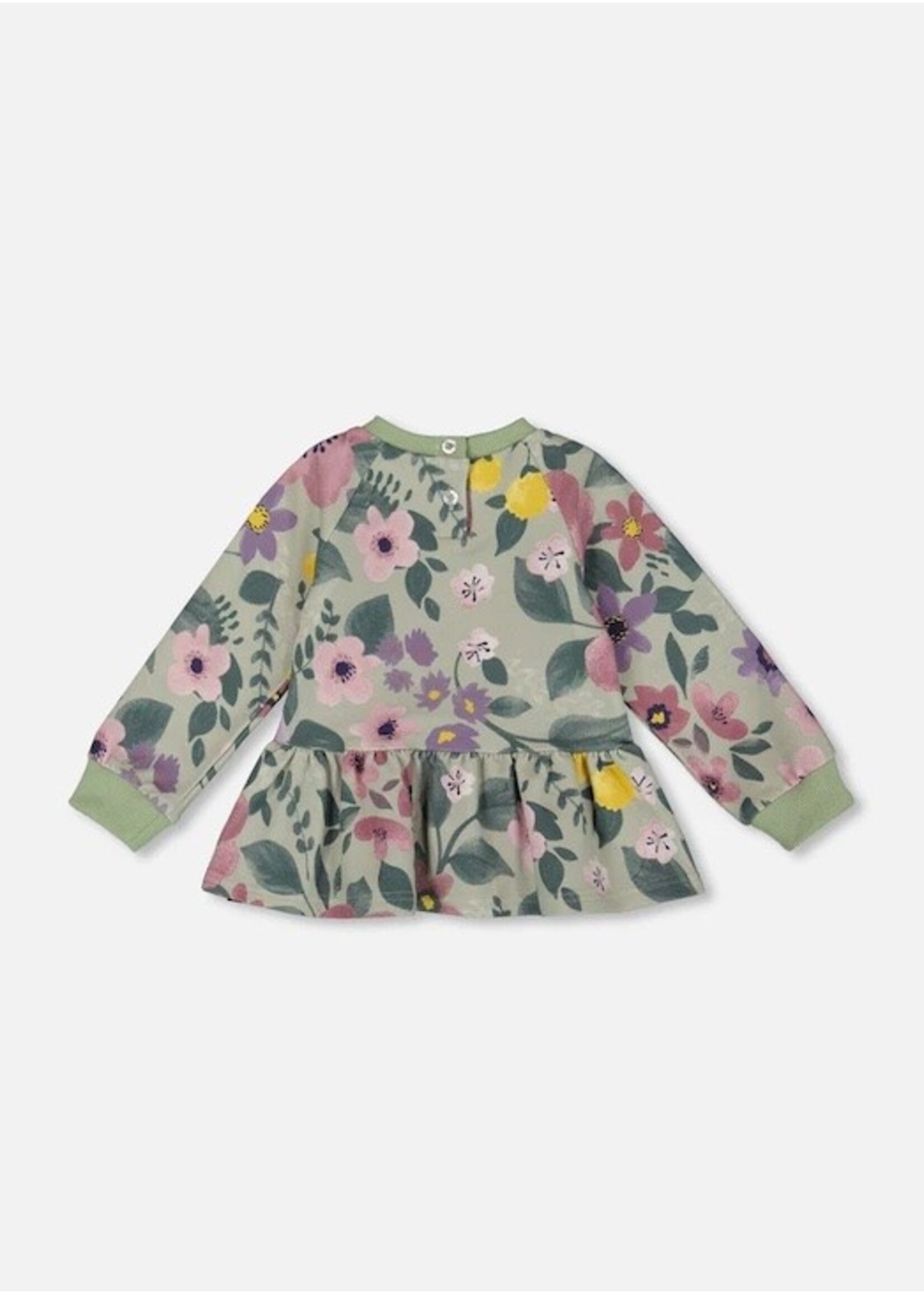 Deux Par Deux Deux Par Deux, Stretch Fleece Sweatshirt || Sage Floral