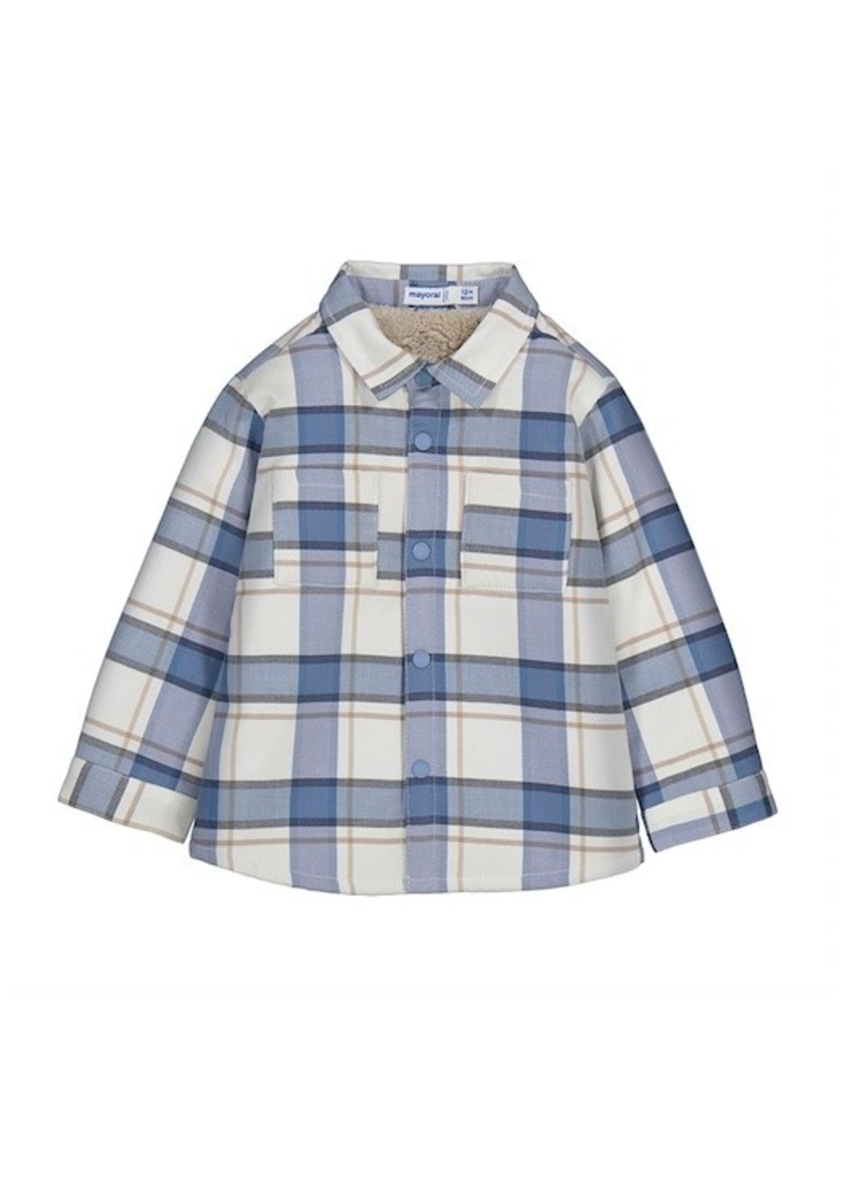 Mayoral Mayoral, Plaid Fleece Lined Long Sleeve Shirt || Iceberg