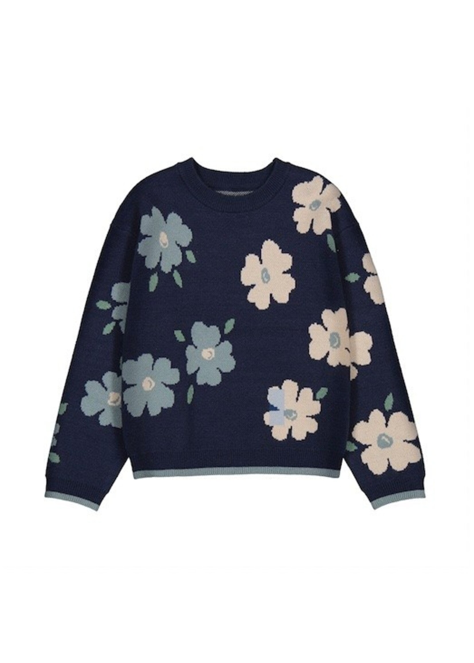 Mayoral Mayoral, Jacquard Floral Print Jumper || Petroleum