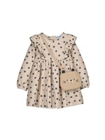 Mayoral Mayoral, Polka Dot Print Dress with Kitty Purse || Tapioca