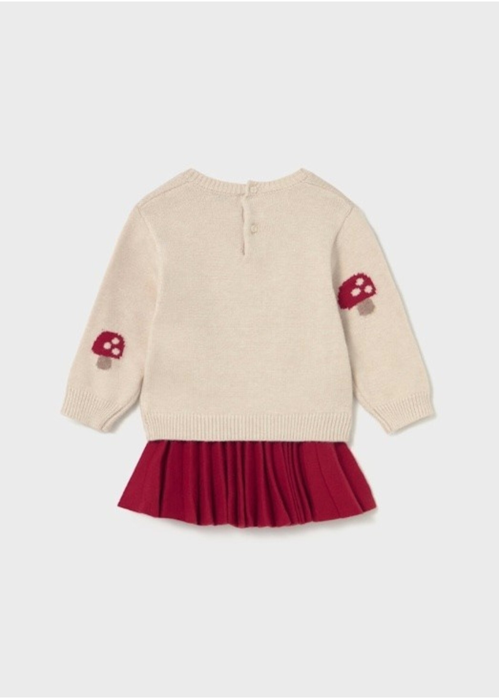 Mayoral Mayoral, Mushroom Print Sweatshirt and Tricot Skirt Set || Cream / Red