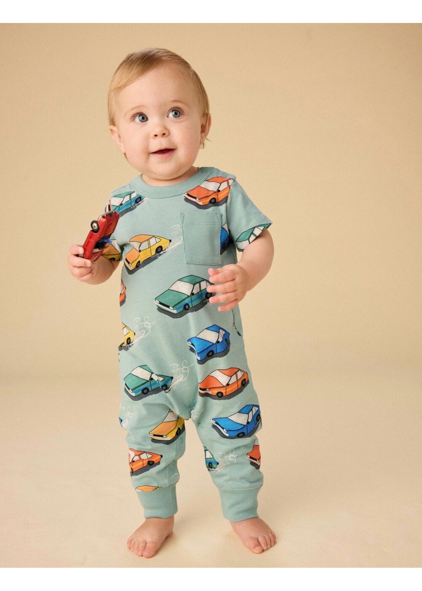 Tea Collection Tea Collection, Pocket Baby Romper || Vintage Cars