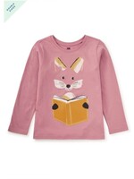 Tea Collection Tea Collection, Reading Fox Double Sided Tee || Antique Rose