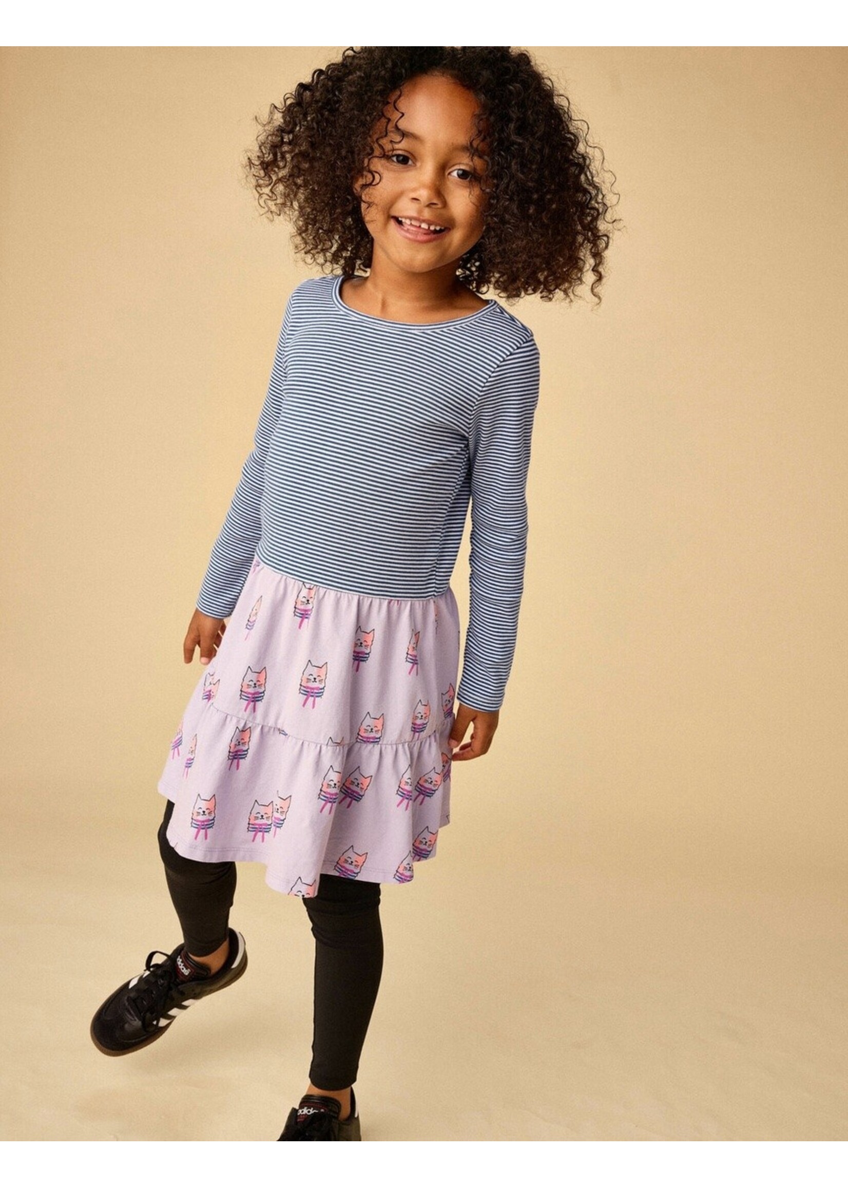 Tea Collection Tea Collection, Tiered Skirted Twirl Dress || Bow Tie Cats