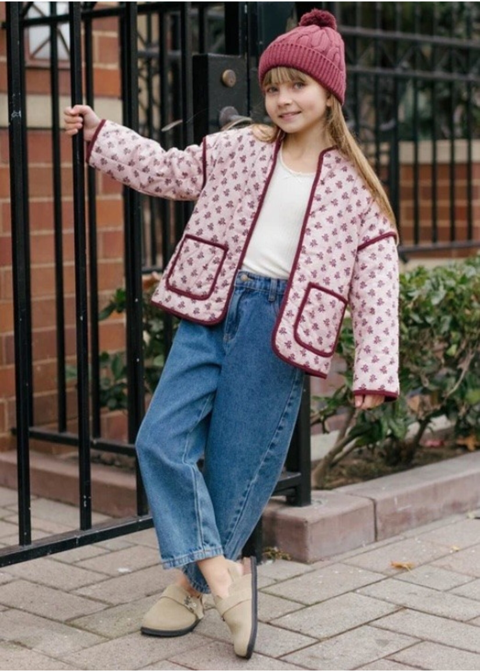 Rylee + Cru Rylee + Cru, Quilted Jacket || Blush Fleur