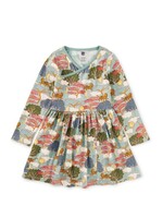 Tea Collection Tea Collection, Long Sleeve Wrap Neck Dress || Sun & Moon Folktale