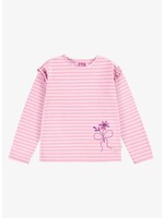 Souris Mini Souris Mini, Striped T-Shirt with Ruffles|| Lilac / Cream