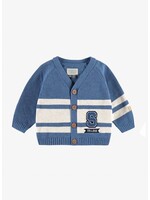 Souris Mini Souris Mini, Striped Knit Cardigan || Blue / Cream