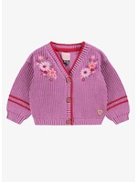 Souris Mini Souris Mini, Floral Embroidered Knit Cardigan || Purple