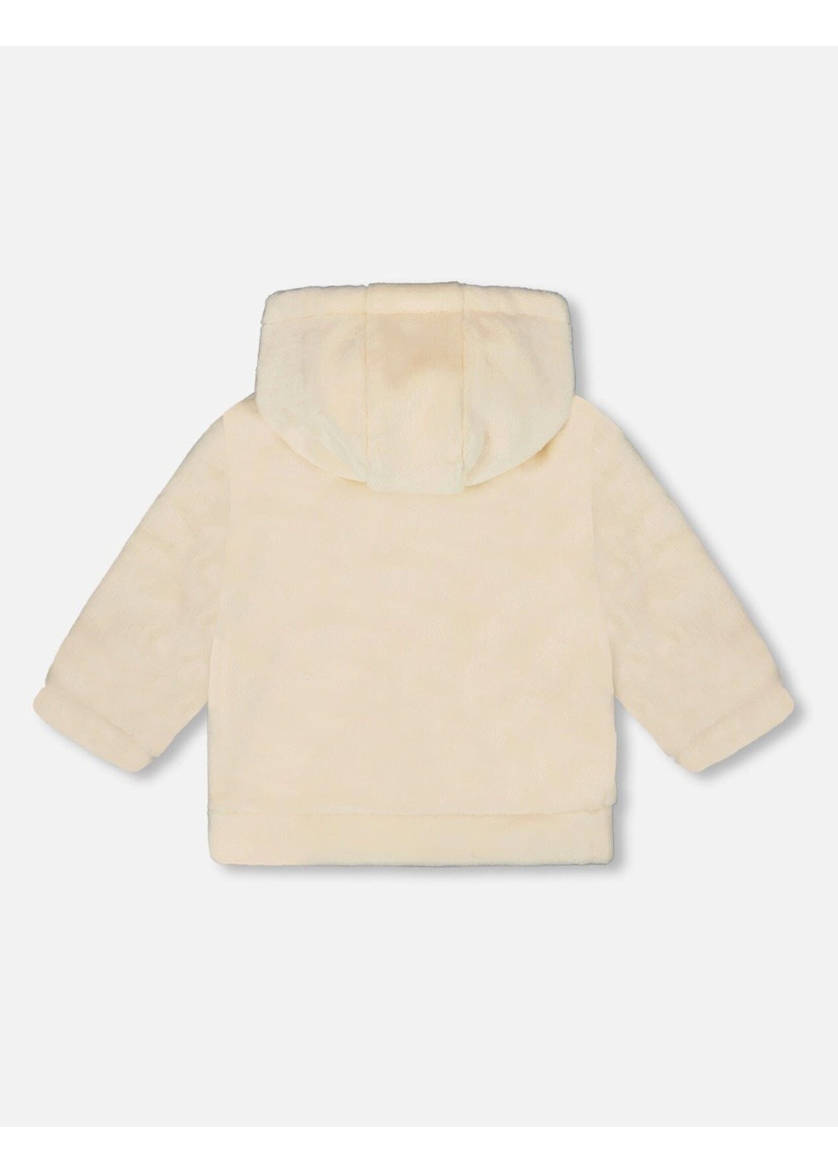 Deux Par Deux Deux Par Deux, Plush Hooded Jacket || Off White