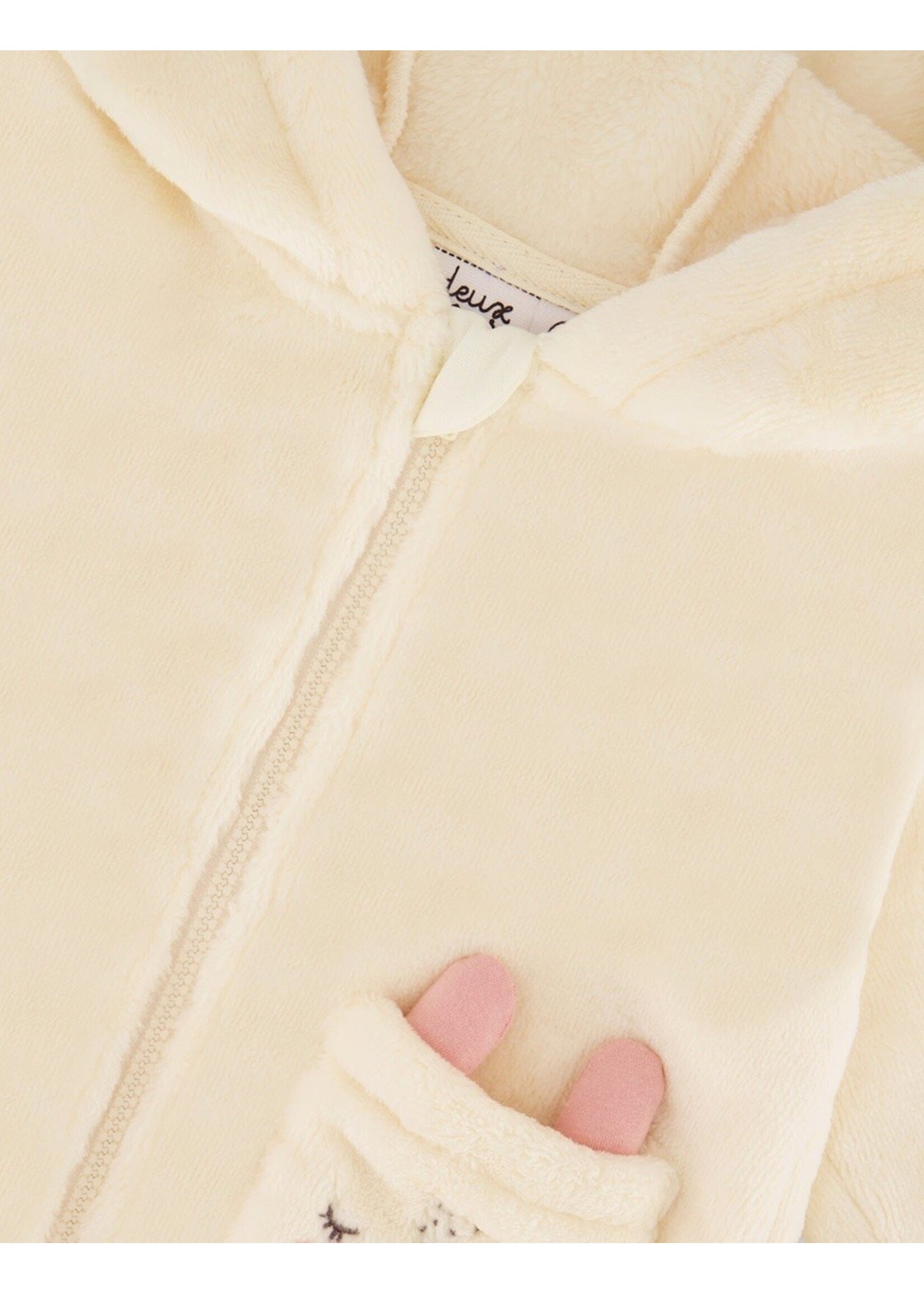 Deux Par Deux Deux Par Deux, Plush Hooded Jacket || Off White