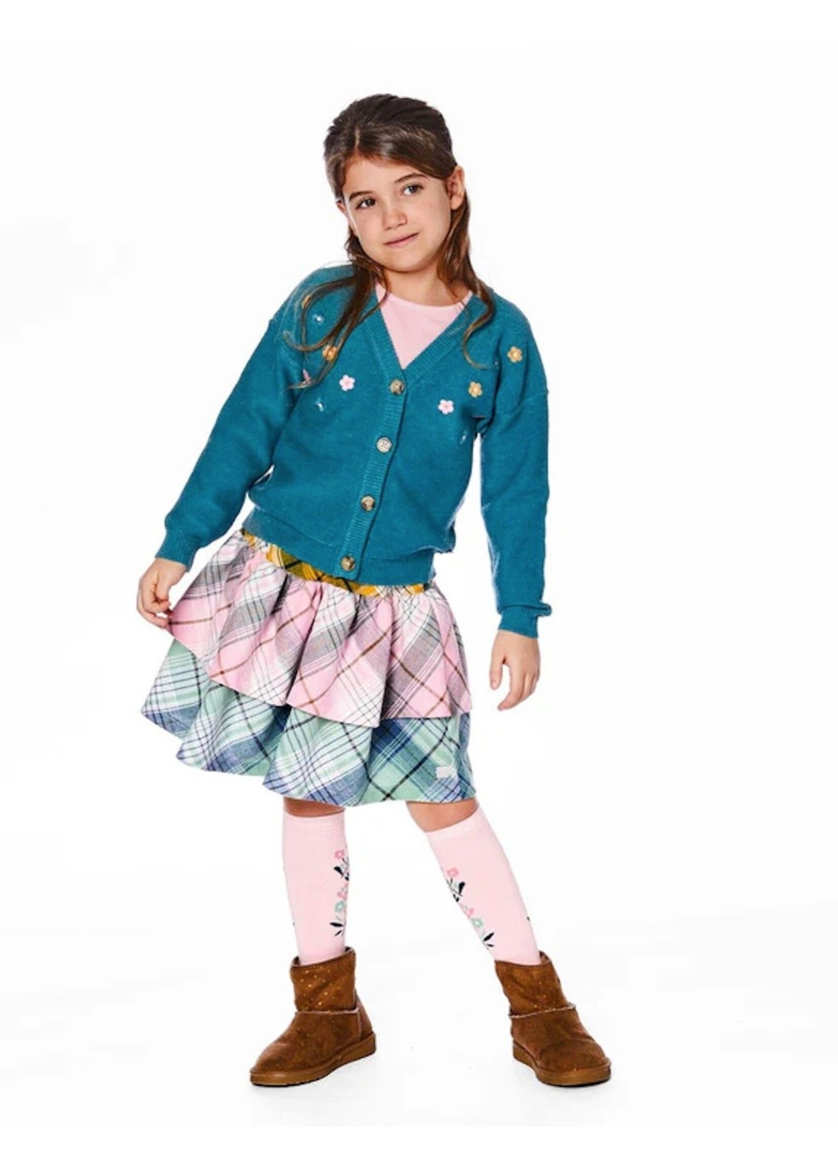 Deux Par Deux Deux Par Deux, Flower Embroided Knitted Cardigan With  || Dark Green