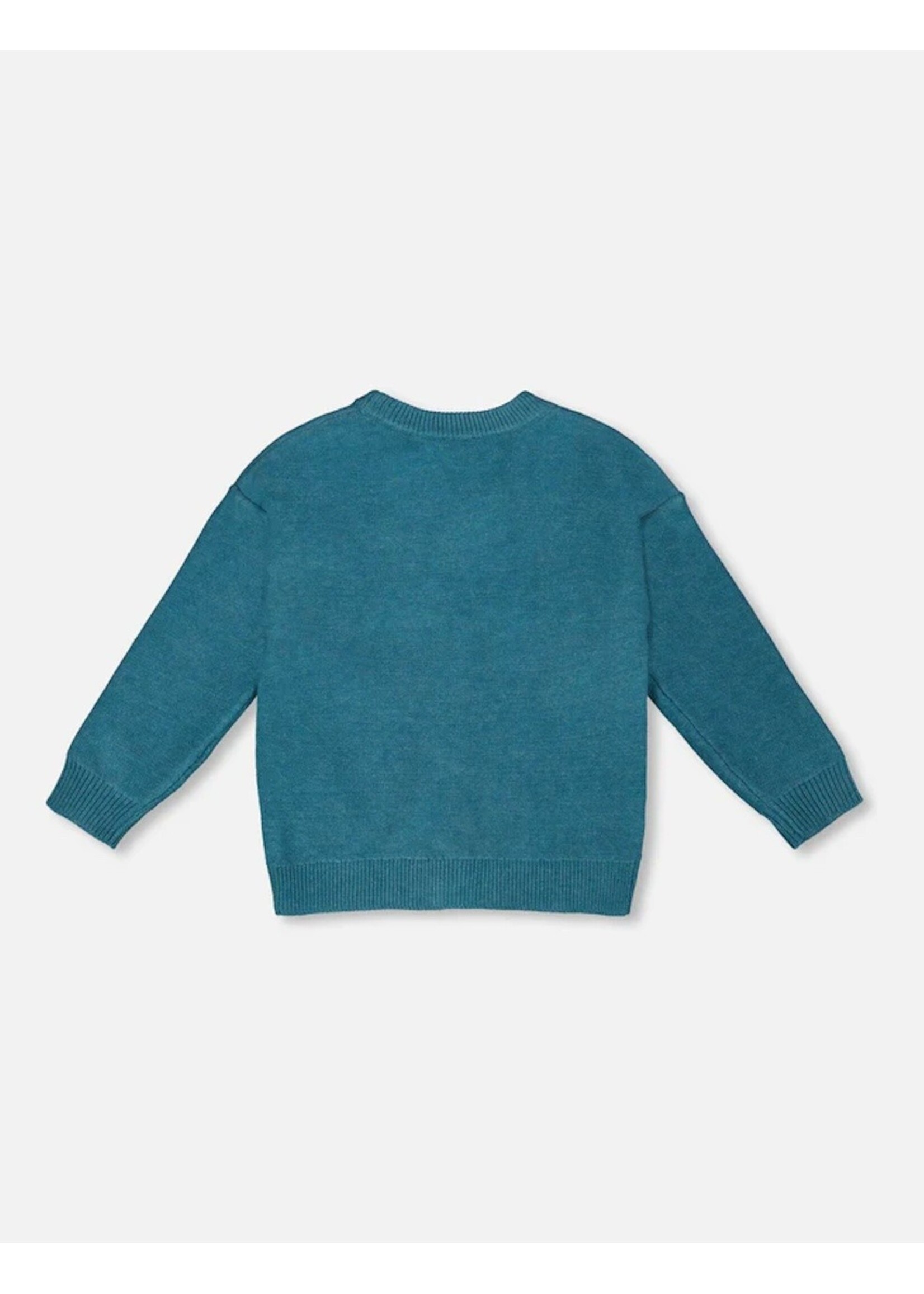 Deux Par Deux Deux Par Deux, Flower Embroided Knitted Cardigan With  || Dark Green
