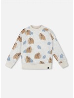 Deux Par Deux Deux Par Deux, Mammoth Print Long Sleeve Crew Neck Fleece Sweatshirt || Beige