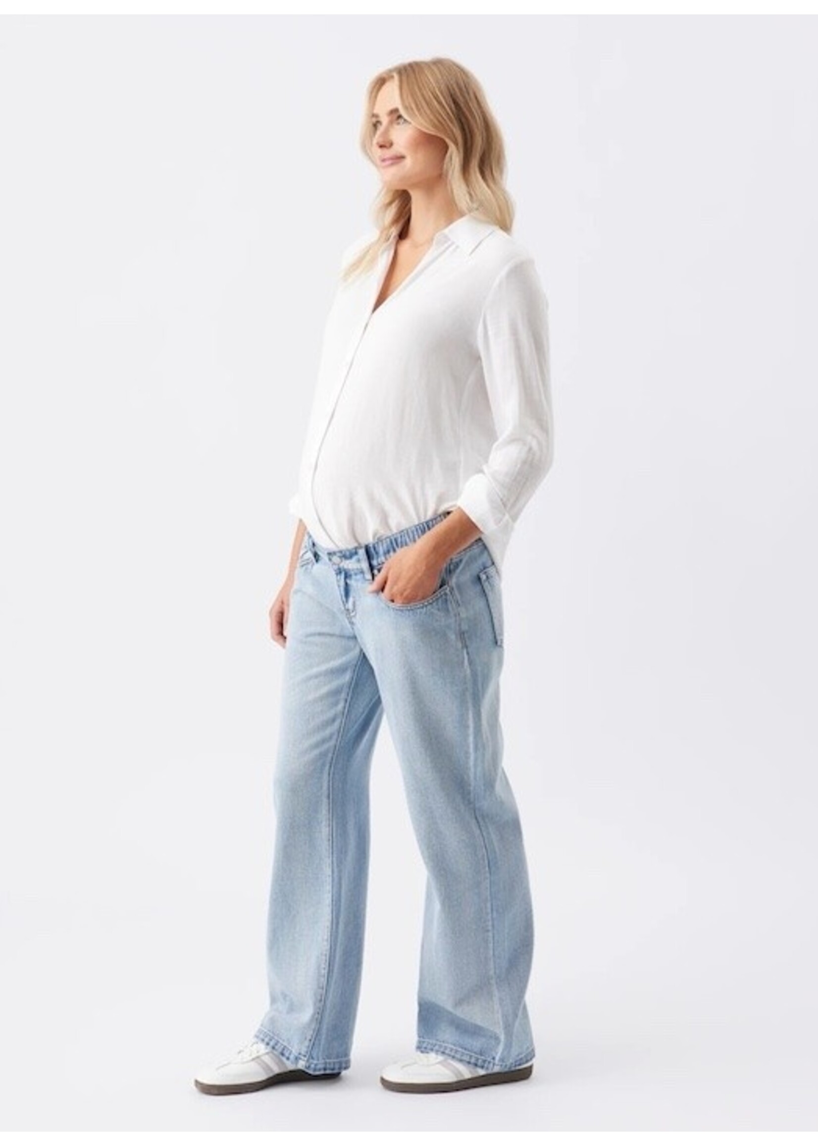 Ripe Maternity Ripe Maternity, Billie Wide Leg Elastic Waist Maternity Jean || Light Wash