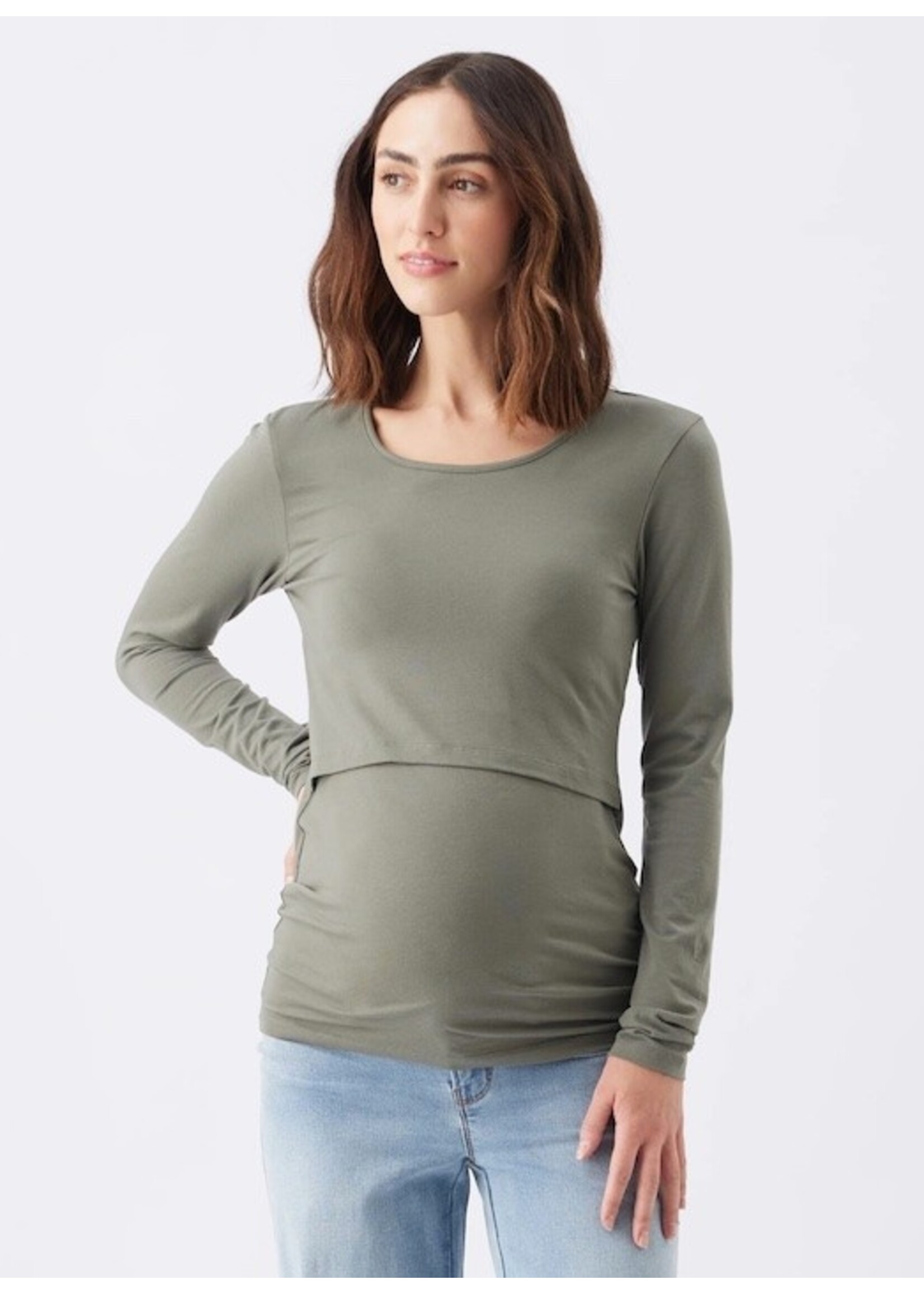 Ripe Maternity Ripe Maternity, Organic Cotton Maternity and Nursing Long  Sleeve Top || Moss